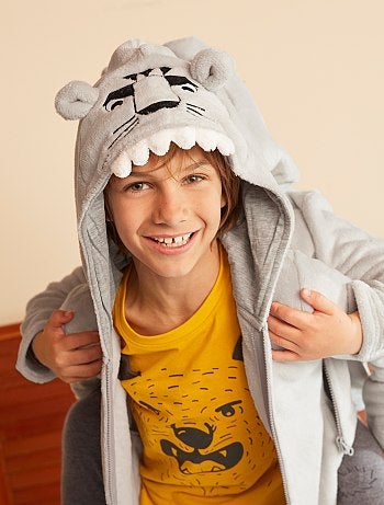 Roupão em malha polar com capuz 'leão' - Kiabi