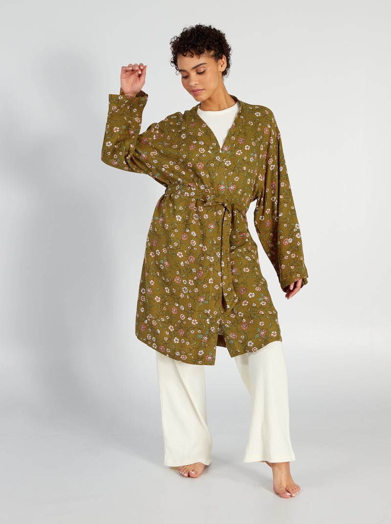 Roupão em twill com motivo AMARELO - Kiabi