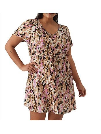 Roupão Feminino Vero Moda CURVE Easy com Padrões Bege/Rosa