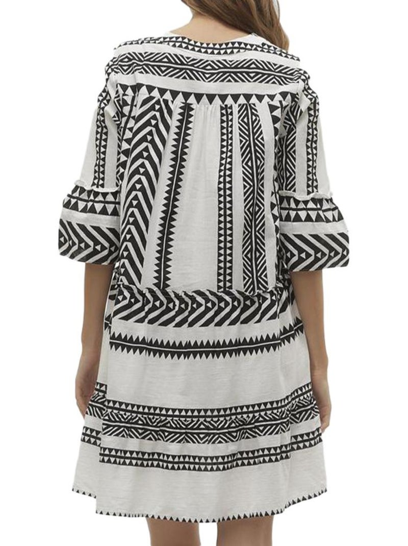 Roupão Feminino Vero Moda Dicthe Bege e Preto Preto - Kiabi