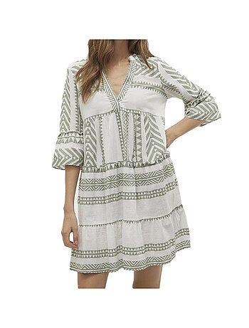 Roupão Feminino Vero Moda Dicthe Bege e Preto