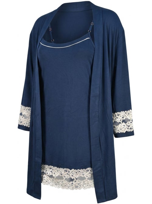 Roupão Kimono Mulher Renda Floral Viscose Loungewear 2 Peças OZABI - Kiabi Roupão Kimono Mulher Renda Floral Viscose Loungewear 2 Peças OZABI - Kiabi