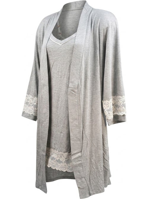 Roupão Kimono Mulher Renda Floral Viscose Loungewear 2 Peças OZABI - Kiabi Roupão Kimono Mulher Renda Floral Viscose Loungewear 2 Peças OZABI - Kiabi