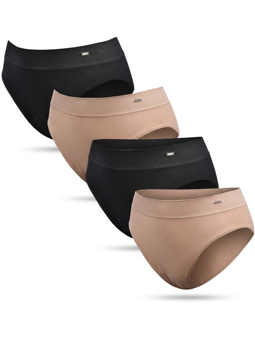 Roxy cuecas seamless caneladas x4 - preto e cor de pele - Kiabi Roxy cuecas seamless caneladas x4 - preto e cor de pele - Kiabi