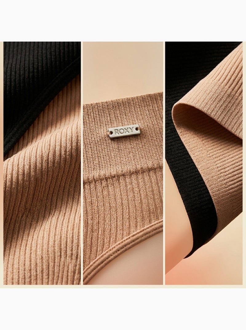Roxy cuecas seamless caneladas x4 - preto e cor de pele Areia - Kiabi