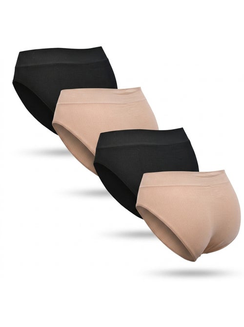Roxy cuecas seamless caneladas x4 - preto e cor de pele - Kiabi Roxy cuecas seamless caneladas x4 - preto e cor de pele - Kiabi