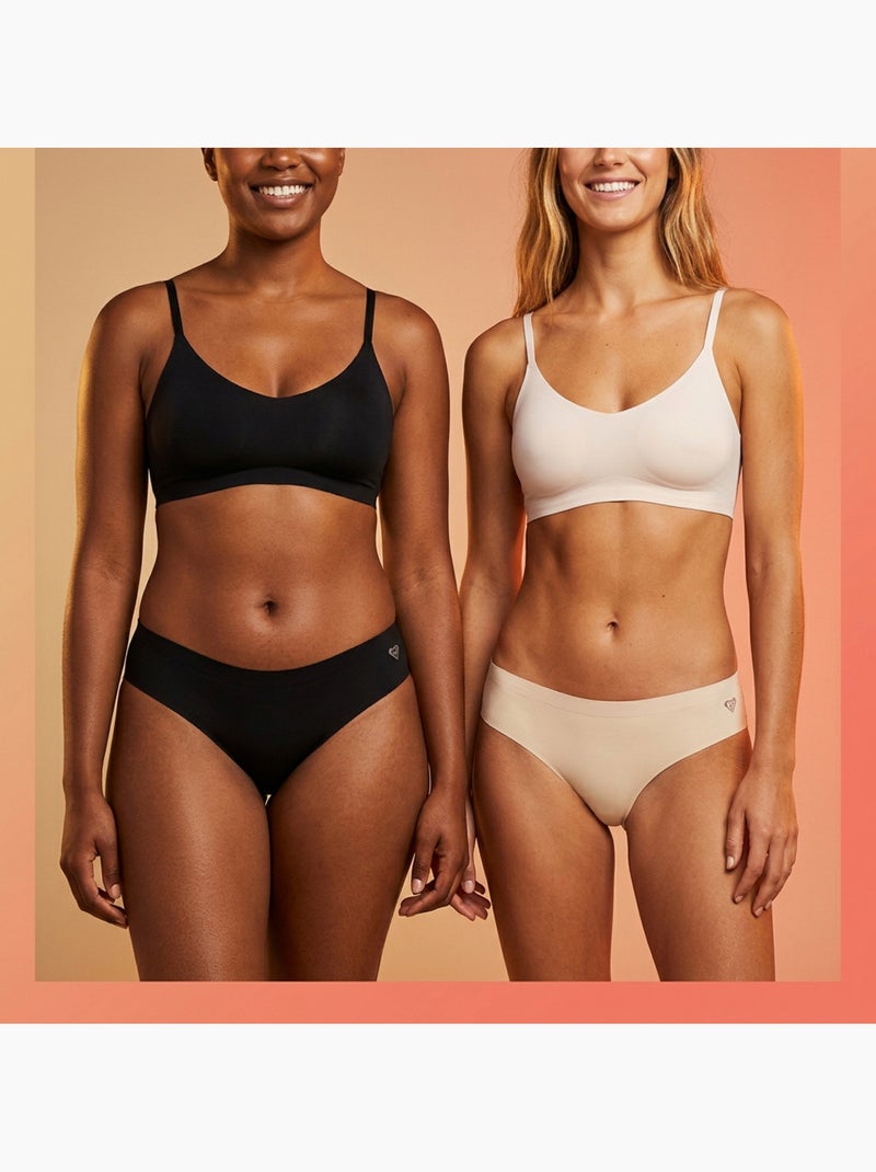 ROXY Pack Cuecas Microfibra Invisível Laser Cut x4 Bege - Kiabi