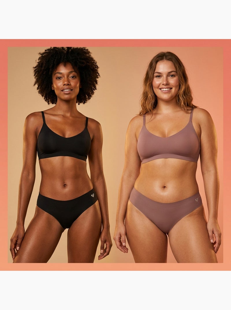ROXY Pack Cuecas Microfibra Invisível Laser Cut x4 Malva - Kiabi