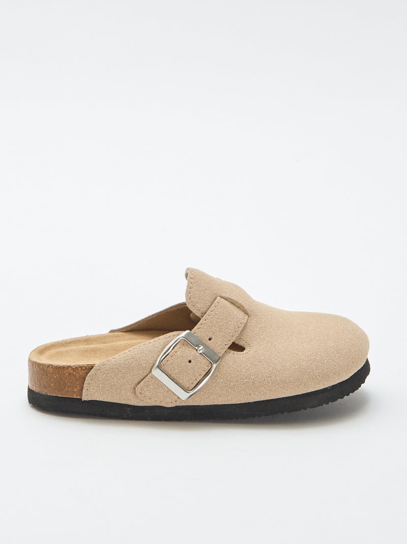 Sabots de camurça sintética com fivela Bege - Kiabi