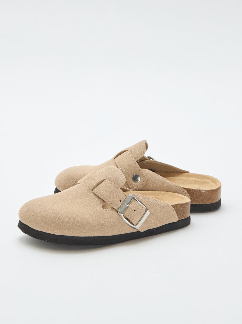 Sabots de camurça sintética com fivela Bege - Kiabi