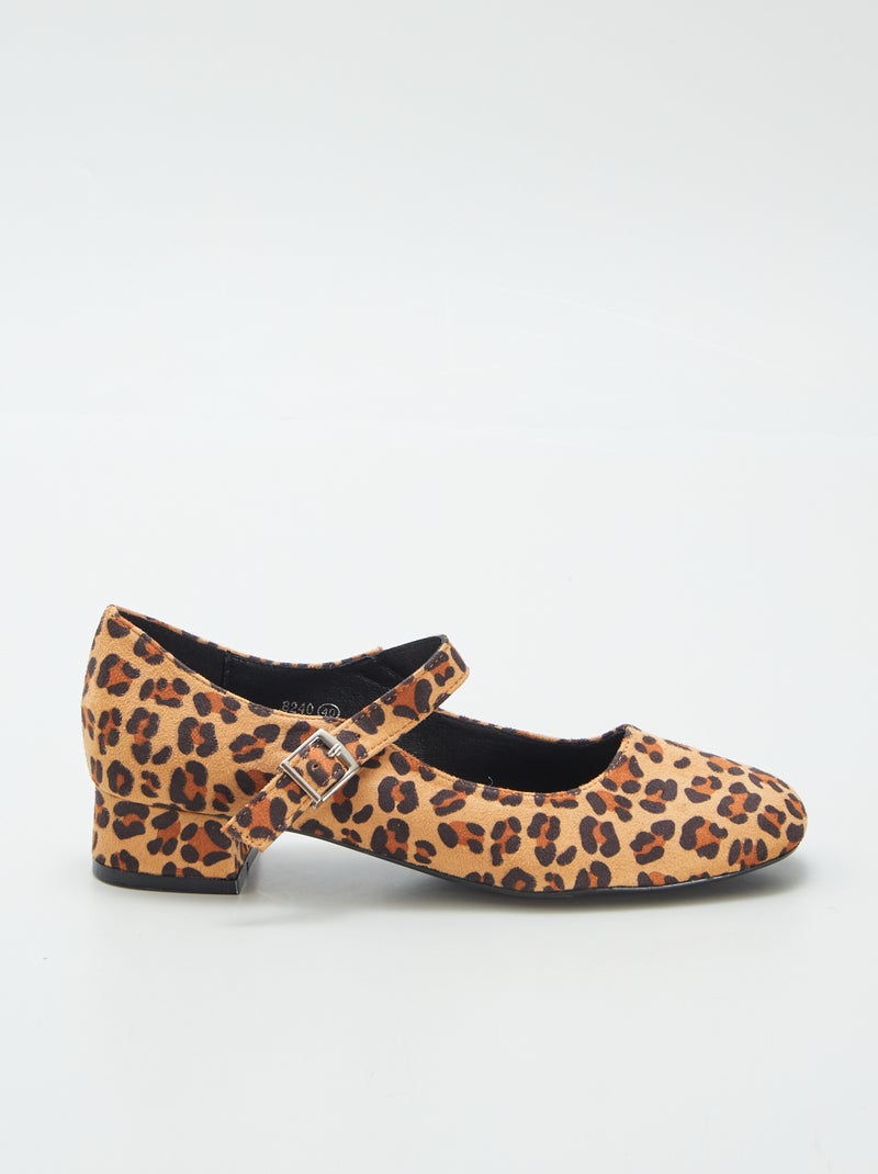 Sabrinas com saltos estampados 'leopardo' BEGE - Kiabi