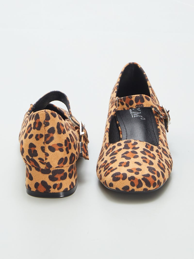 Sabrinas com saltos estampados 'leopardo' BEGE - Kiabi