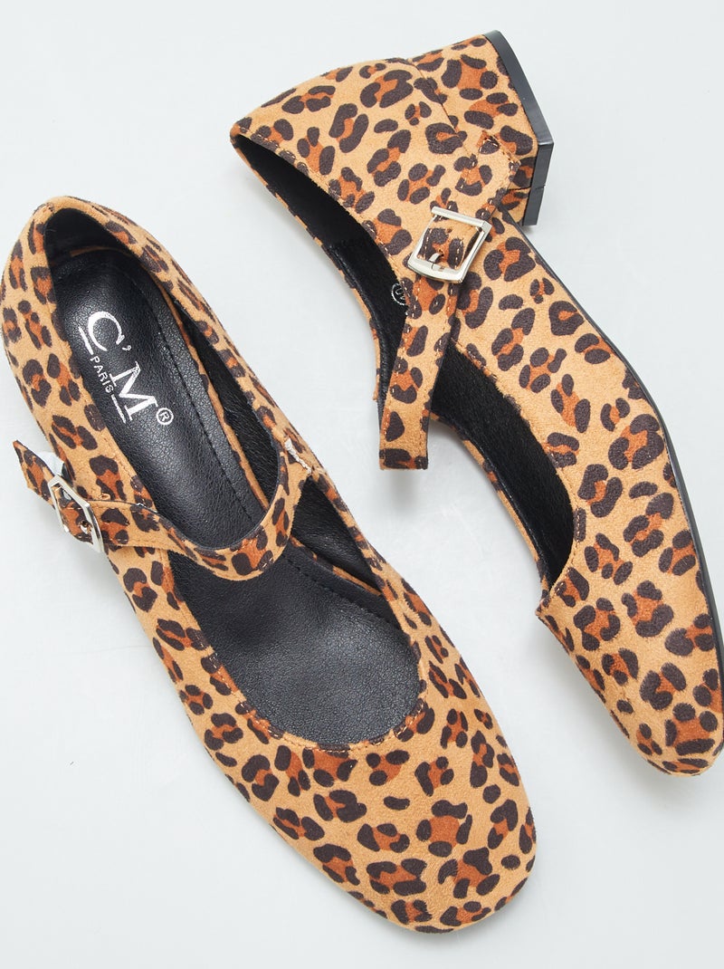 Sabrinas com saltos estampados 'leopardo' BEGE - Kiabi