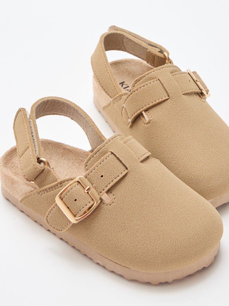 Sabrinas de camurça com velcro Bege - Kiabi