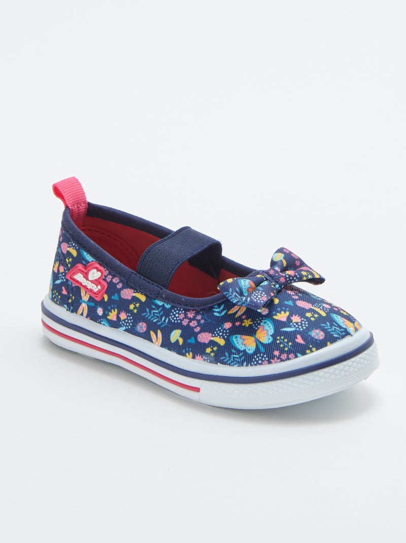 Sabrinas de lona com flores AZUL - Kiabi