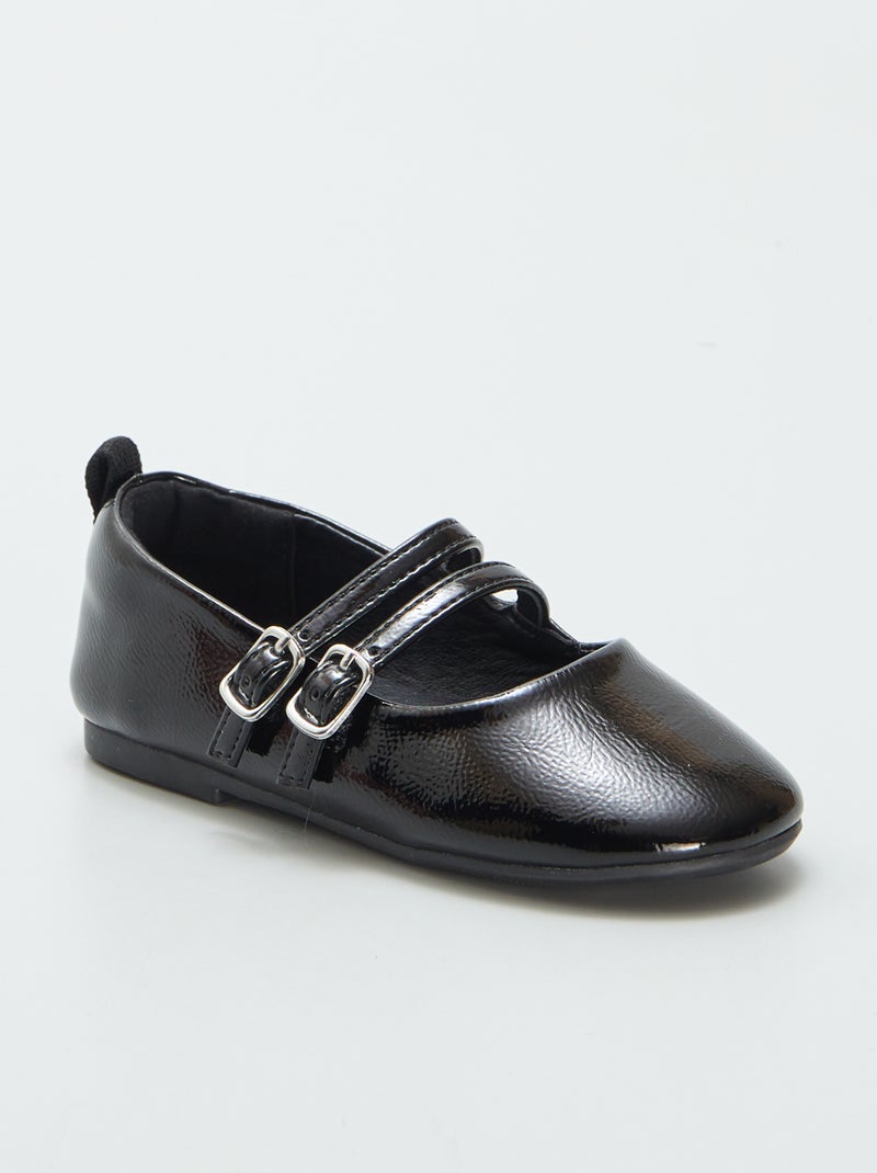 Sabrinas de verniz com tira dupla Preto - Kiabi