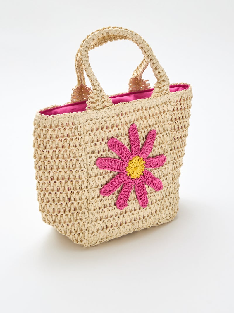 Saco cesta com patch de flor Rosa - Kiabi