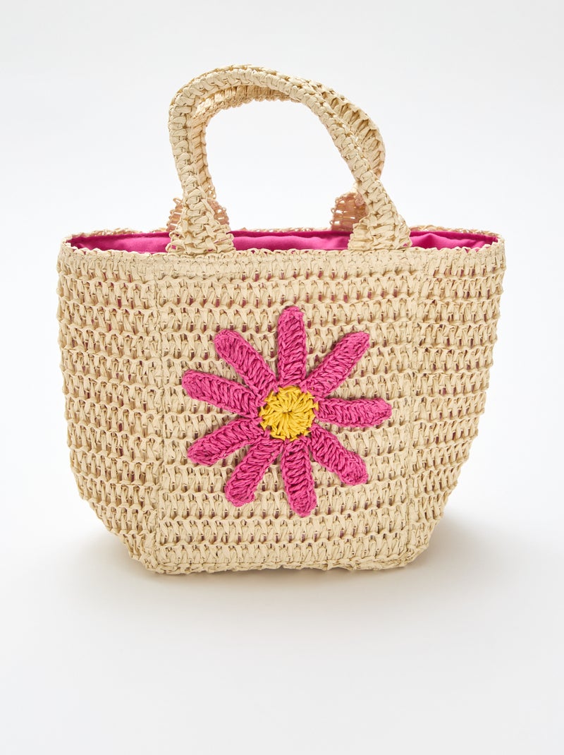 Saco cesta com patch de flor Rosa - Kiabi