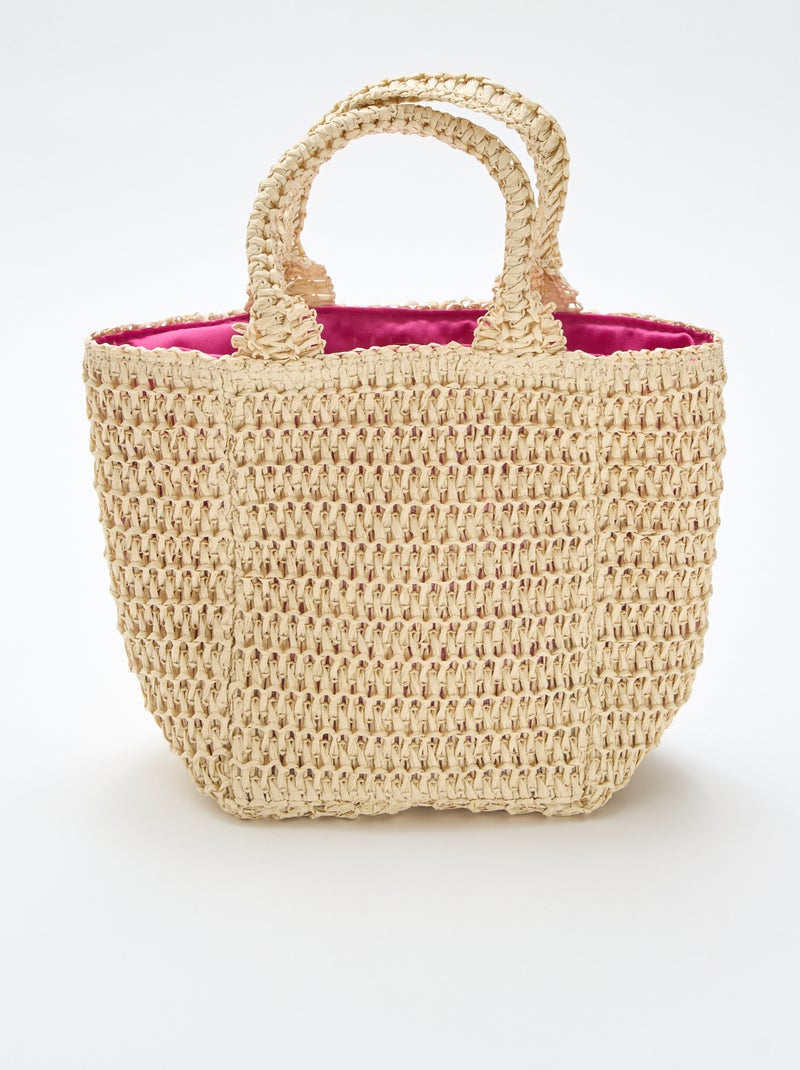 Saco cesta com patch de flor Rosa - Kiabi