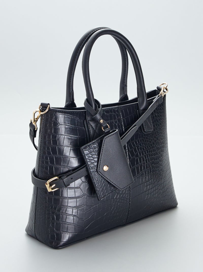Saco com efeito + porta-moedas  - 2 peças PRETO - Kiabi