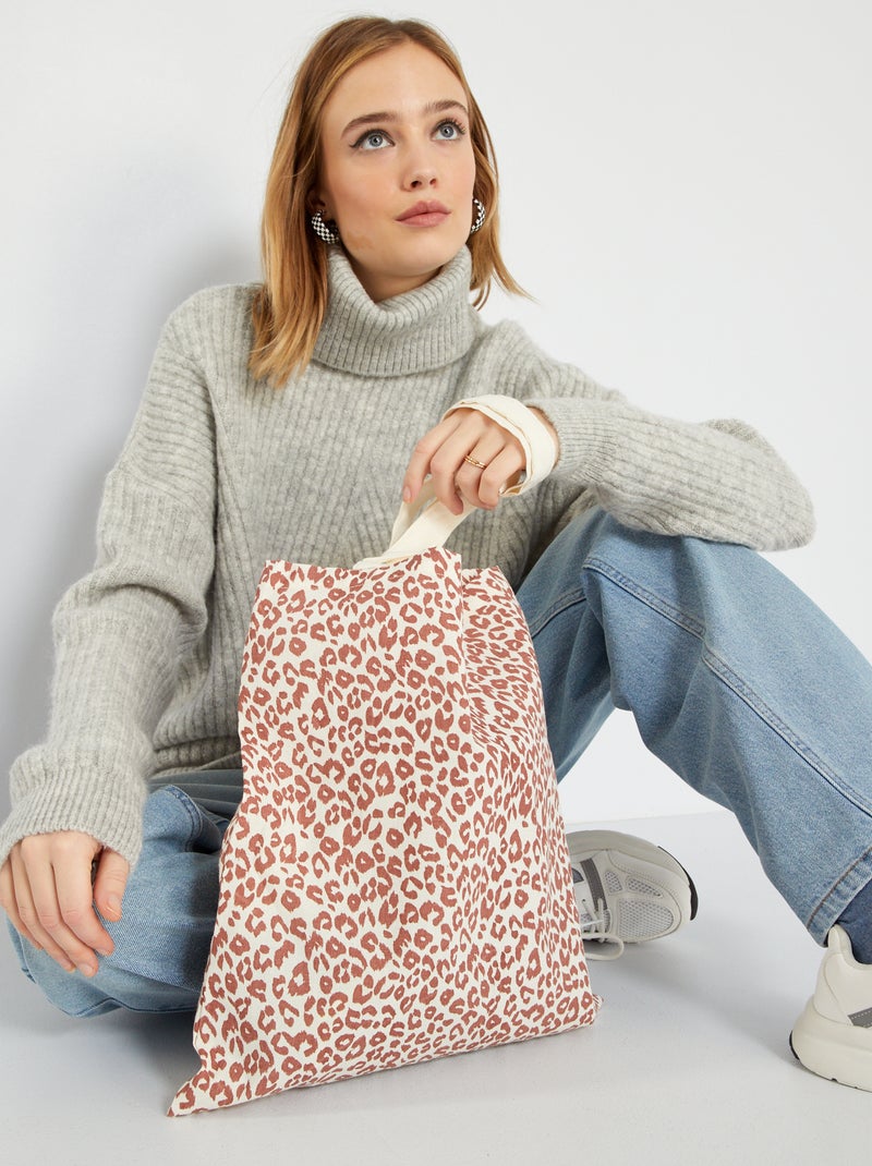Saco de alças estampado BRANCO - Kiabi