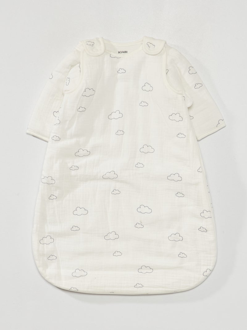 Saco de bebé em gaze de algodão com mangas amovíveis BRANCO - Kiabi