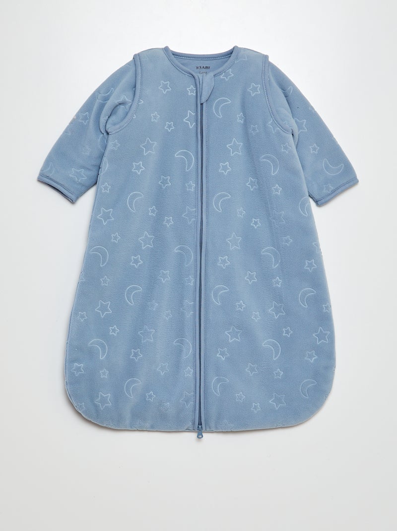 Saco de bebé em malha polar com mangas amovíveis por molas de pressão AZUL - Kiabi