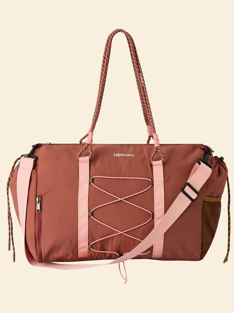 Saco de desporto (ekstract) com bolsos exteriores e compartimento para sapatos Castanho - Kiabi