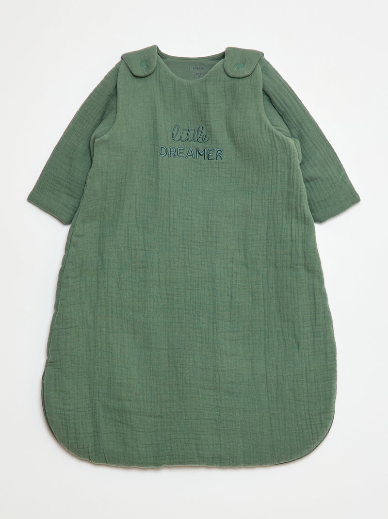 Saco de dormir em gaze de algodão com mangas removíveis TOG 2,5 Verde - Kiabi