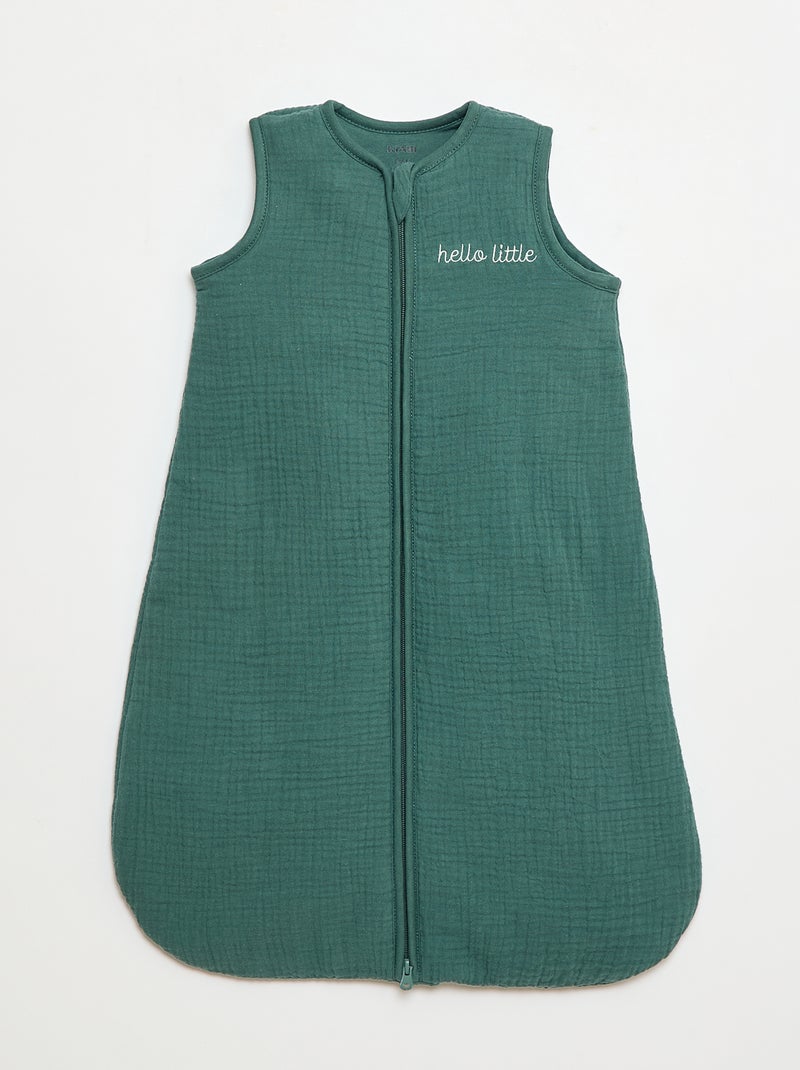Saco de Dormir em Gaze Dupla de Algodão sem Mangas TOG 2 Verde - Kiabi