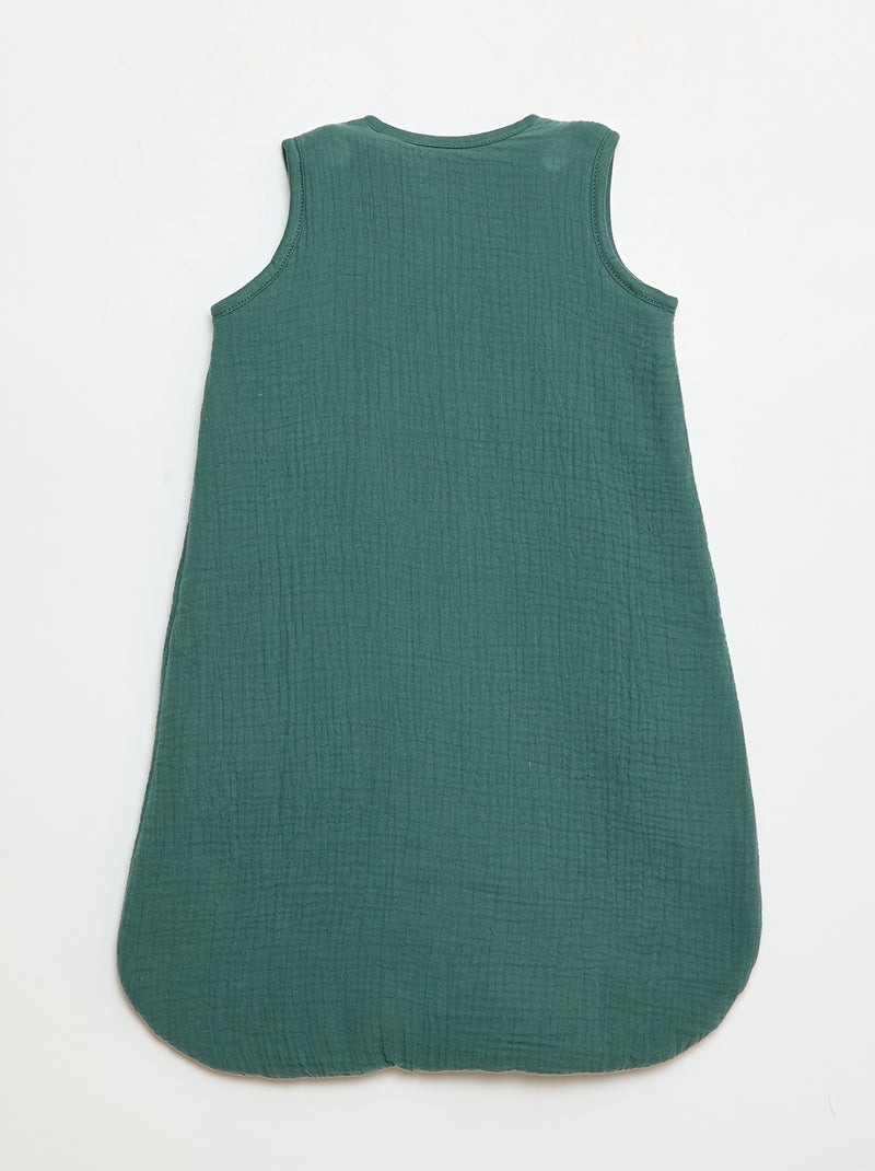 Saco de Dormir em Gaze Dupla de Algodão sem Mangas TOG 2 Verde - Kiabi