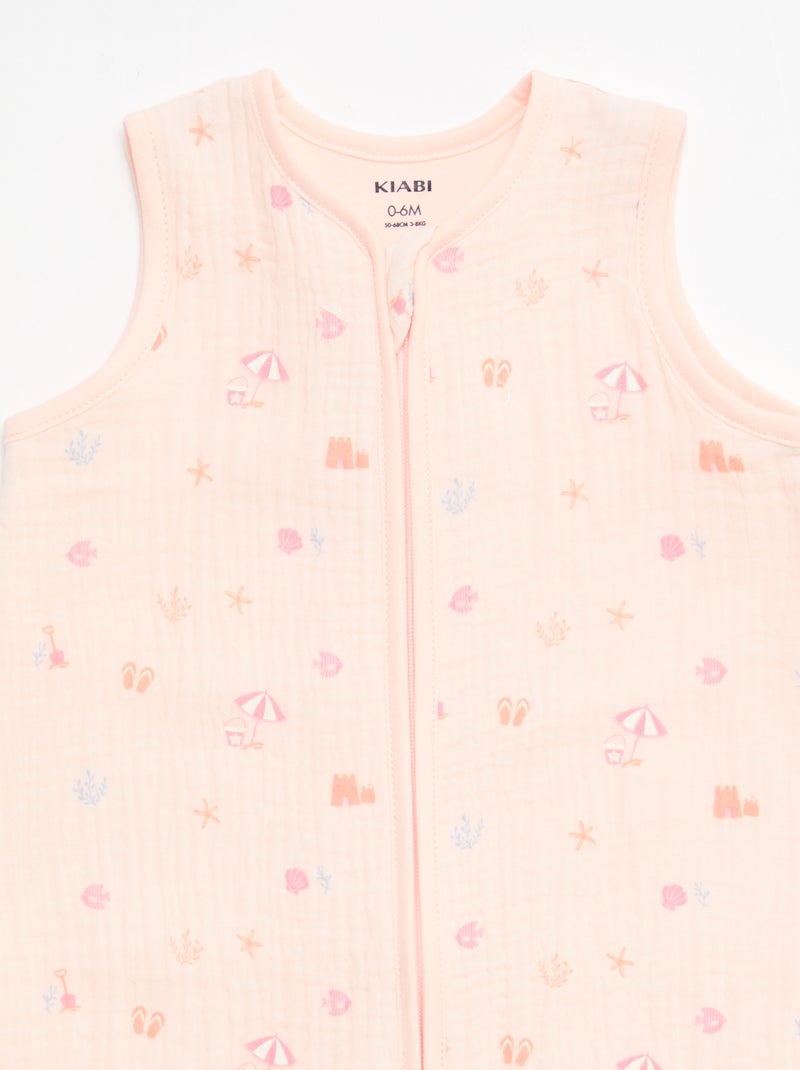 Saco de dormir sem mangas animado em gaze de algodão TOG 1 Rosa - Kiabi