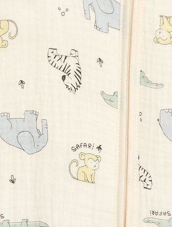 Saco de dormir sem mangas com zíper em algodão