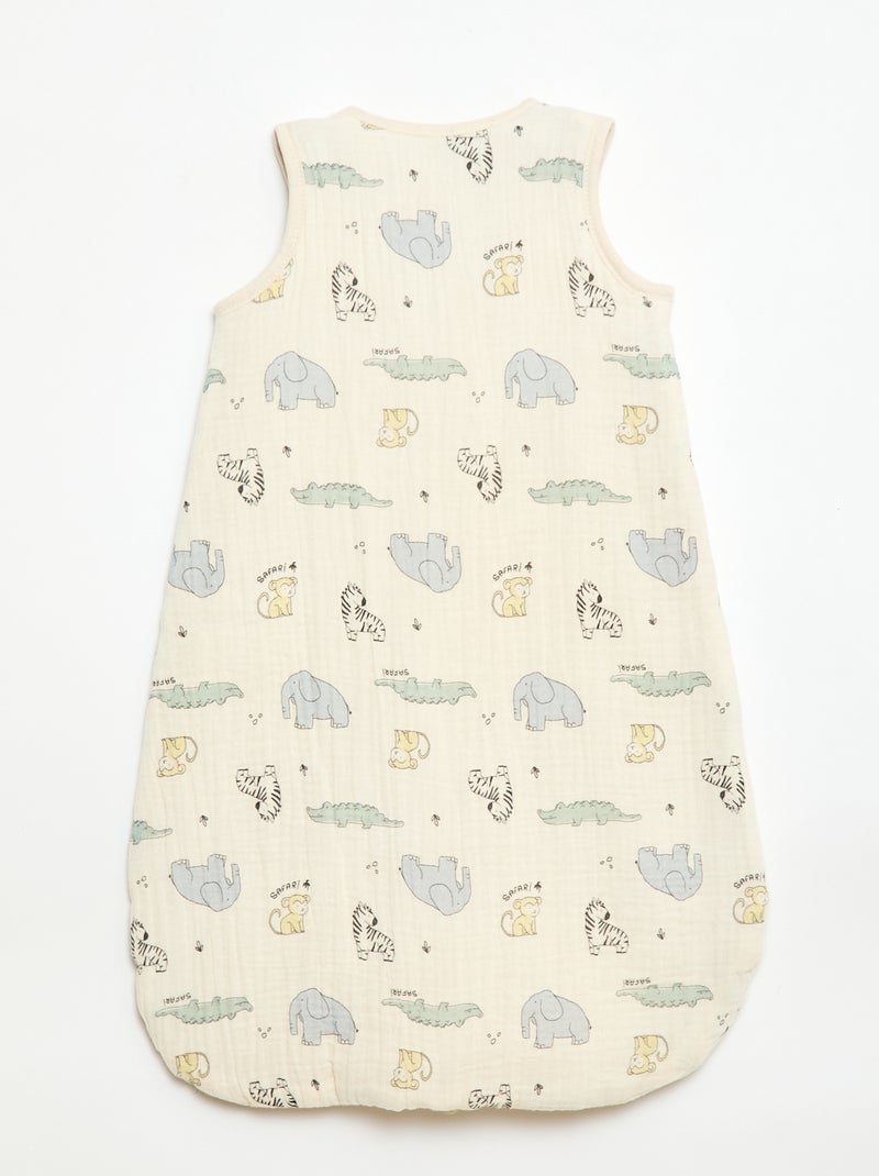 Saco de dormir sem mangas com zíper em algodão Bege - Kiabi