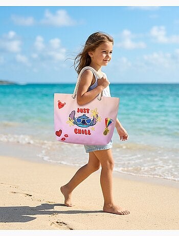 Saco de praia lilo & stitch rosa menina | licença oficial