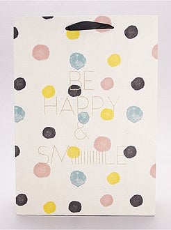 Saco de presente 'Be happy and smile' - Kiabi