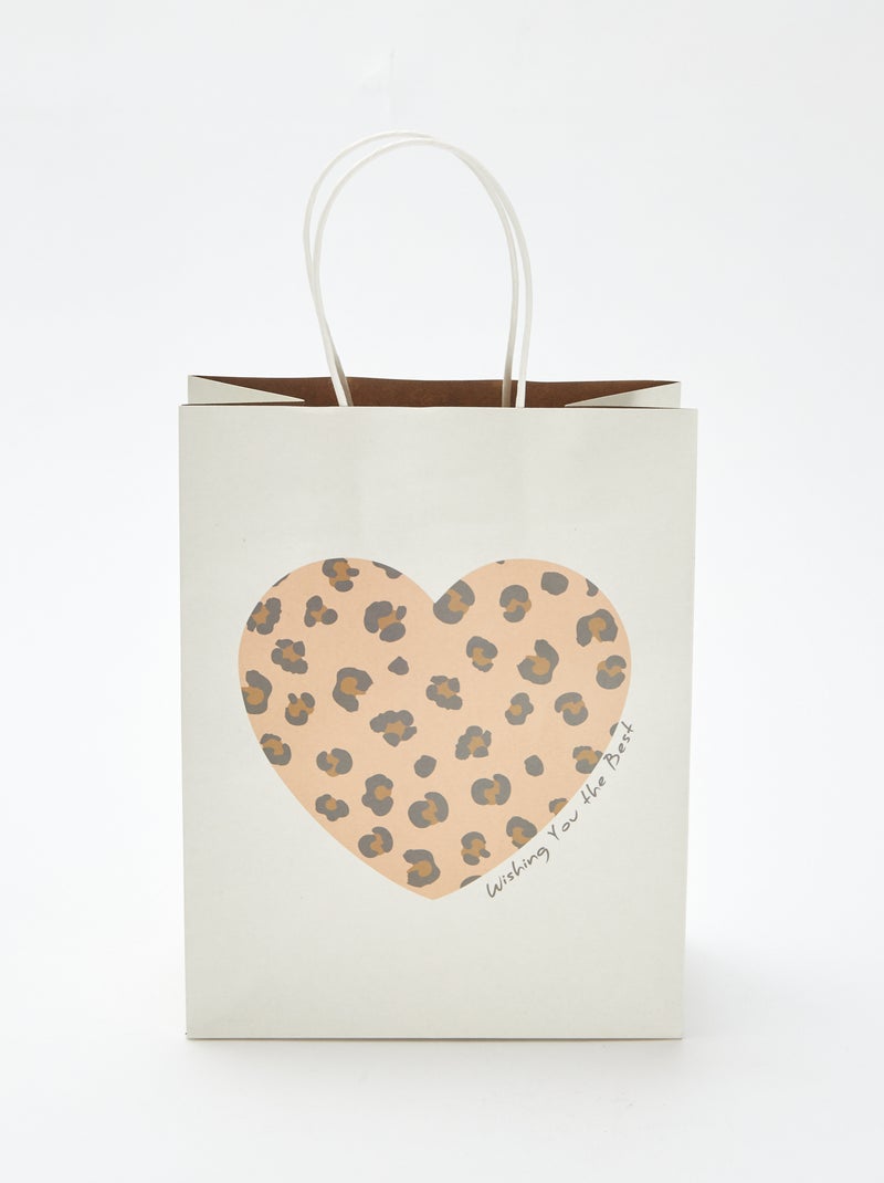 Saco de presente com estampado 'coração' Bege - Kiabi