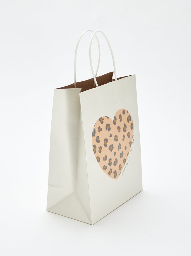 Saco de presente com estampado 'coração' Bege - Kiabi