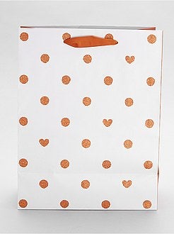 Saco de presente com motivo pontilhado e corações - Kiabi