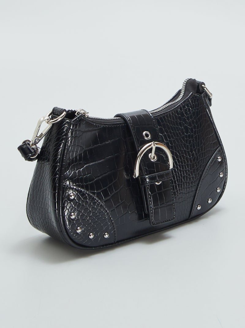 Saco de trazer ao ombro com efeito crocodilo PRETO - Kiabi