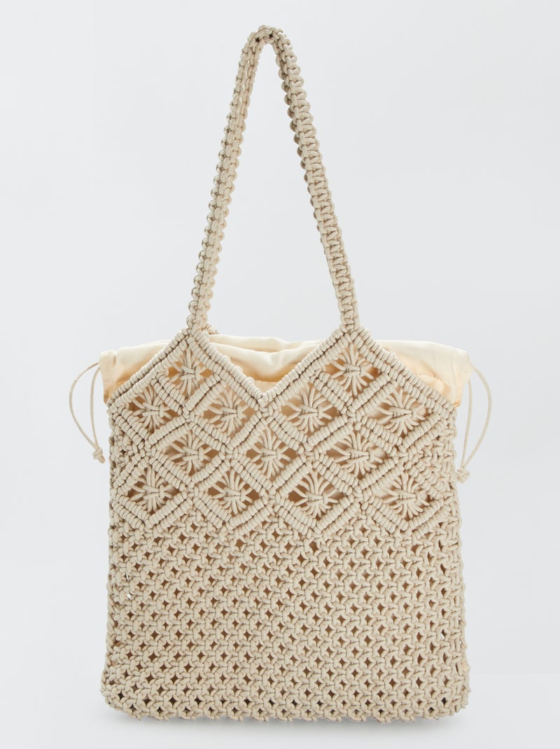 Saco em forma de balde em macramé BRANCO - Kiabi