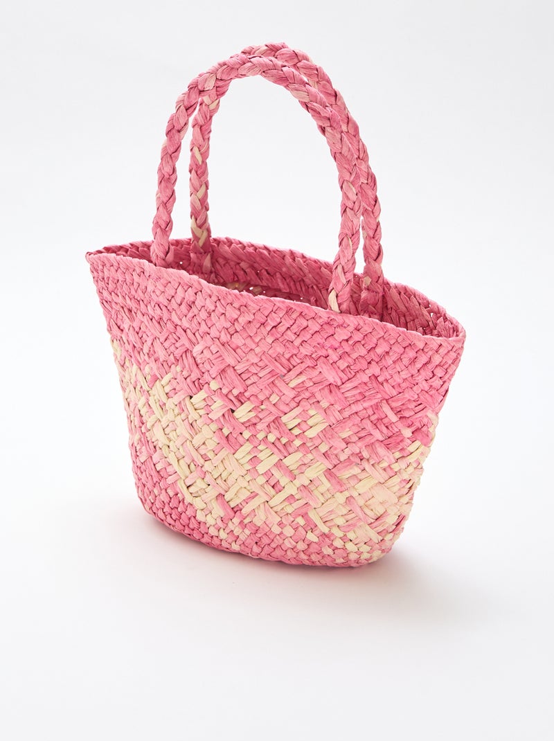 Saco em papel entrançado Rosa - Kiabi