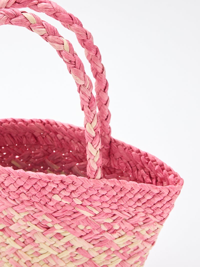 Saco em papel entrançado Rosa - Kiabi