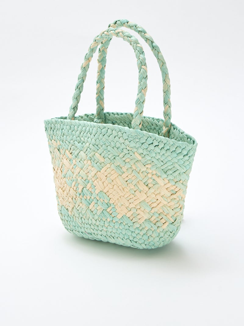 Saco em papel entrançado Verde - Kiabi