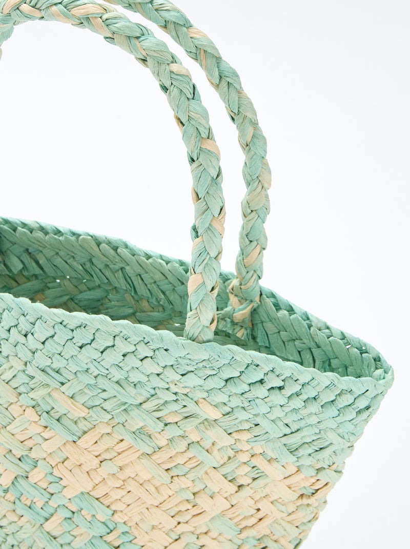 Saco em papel entrançado Verde - Kiabi