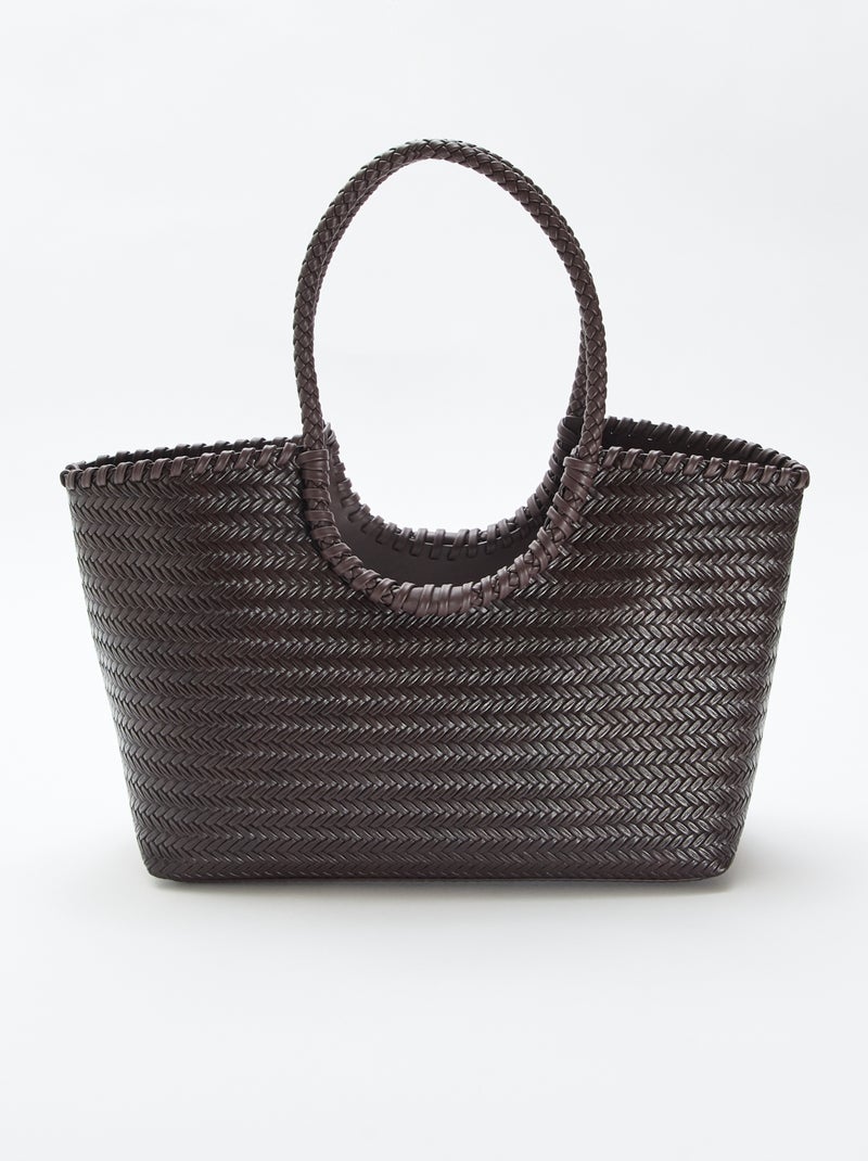 Saco grande trançado de forma retangular Castanho - Kiabi