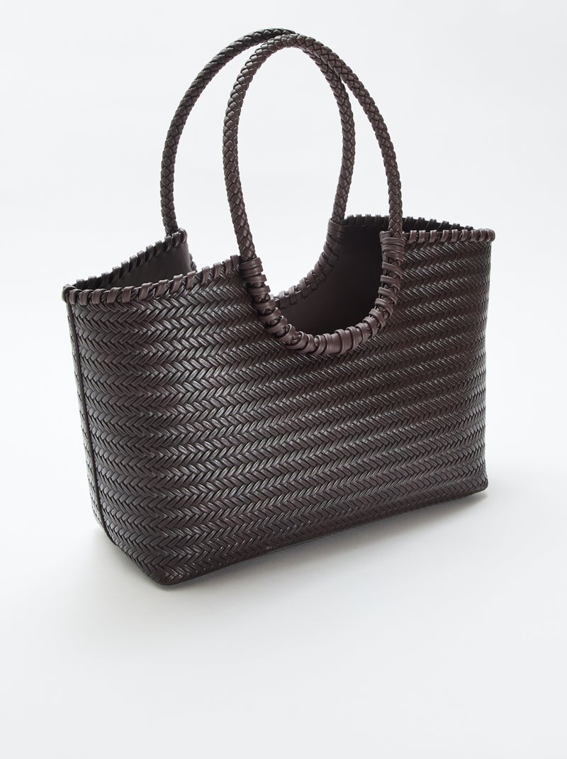 Saco grande trançado de forma retangular Castanho - Kiabi