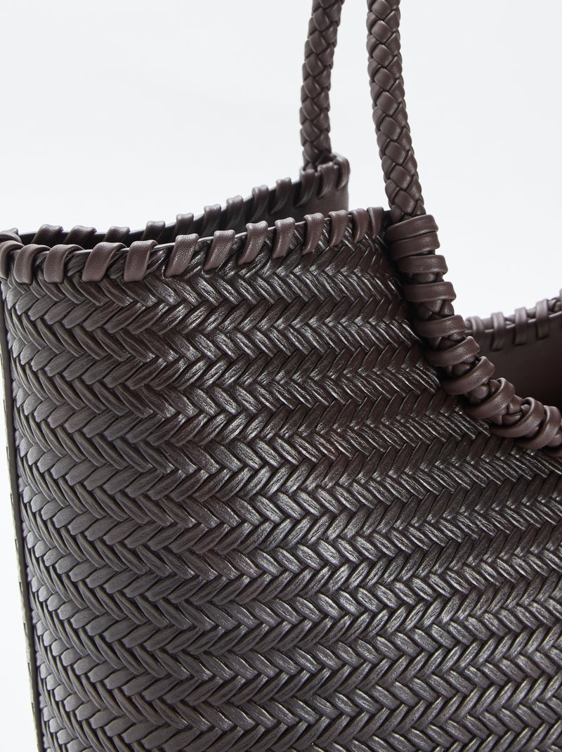 Saco grande trançado de forma retangular Castanho - Kiabi