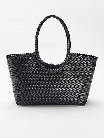 Saco grande trançado de forma retangular