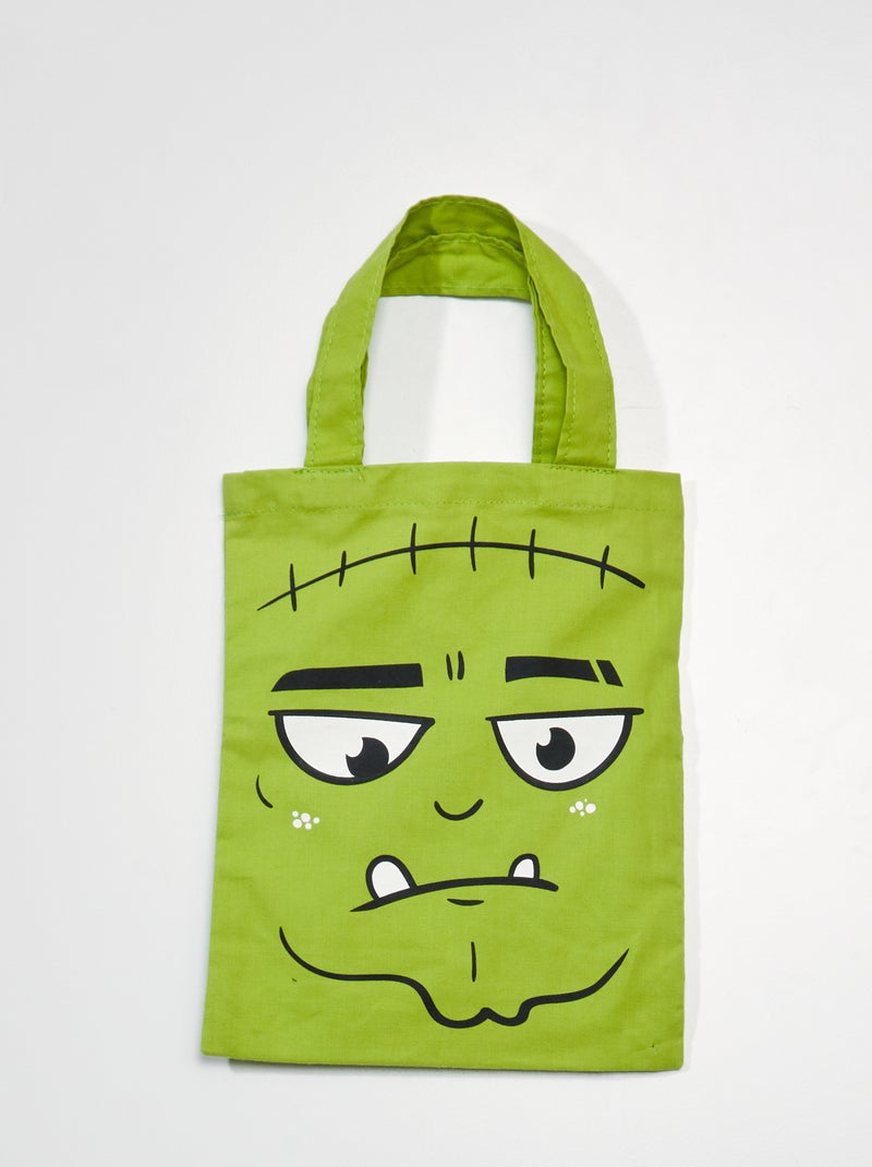Saco para guloseimas de lona - Halloween VERDE - Kiabi